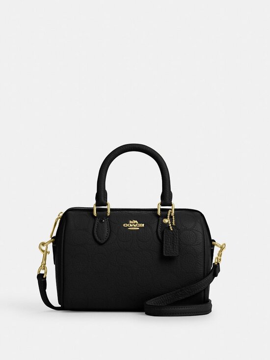Coach Handbags - Coach Mini Rowan Crossbody Bag In Signature Leather - Black